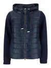 Herno Blue Sweatshirt With Fixed Drawstring Hood In Multicolor