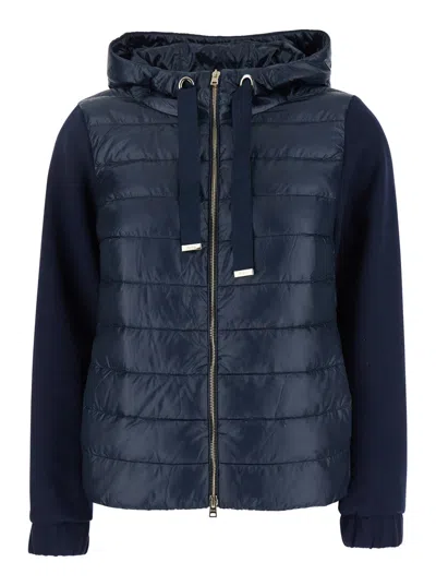 Herno Blue Sweatshirt With Fixed Drawstring Hood