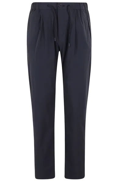 Herno Blue Technical Fabric Drawstring Polyamide Straight-leg Pants In Black
