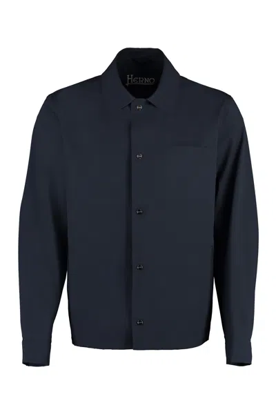 Herno Blue Technical Overshirt For Men