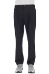 Herno Blue Technical Wool Drawstring Pants In Black