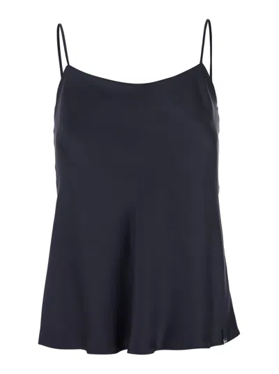 HERNO BLUE TOP WITH SPAGHETTI STRAPS IN SATIN WOMAN