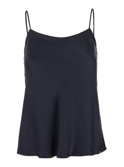 Herno Blue Top With Spaghetti Straps In Satin Woman