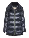 Herno Blue Ultralight Nylon And Lady Alternative Fur A-shape In Blue