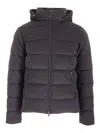 Herno Quilted Hooded Down Jacket With Side Pockets In Blue