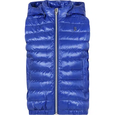 Herno Kids' Logo-plaque Quilted Gilet In Blue