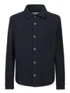 Herno Blue Wool Herringbone Overshirt In Blue