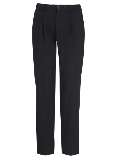 Herno Blue Wool-blend Straight-leg Pants In Black