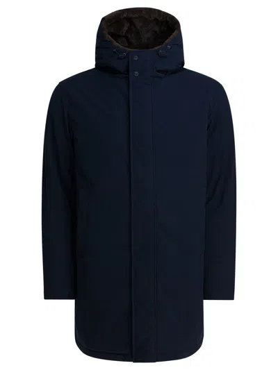 Herno Long Coat With Hood Jackets And Coats Blue