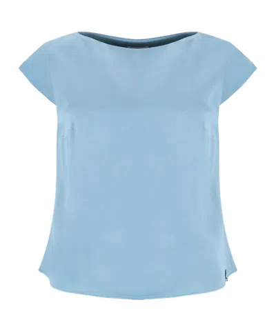 Herno Boat Neck Resort Blouse In Blue