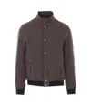 Herno Buttoned High Neck Bomber Jacket In Brown