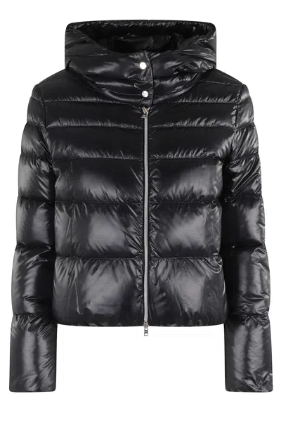 Herno Bomber Cropped Nylon In Black