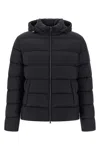Herno Quilted Hooded Down Jacket With Side Pockets In Black