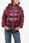 Herno Bomber Fit Down Jacket With Hood In Burgundy