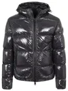 Herno Glossy Bomber Jacket With Hood And Elastic Cuffs In Black