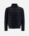 Herno Bomber Jacket In Cashmere, Silk And Knit In Blue