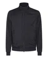 Herno High Collar Bomber Jacket With Side Pockets In Blue