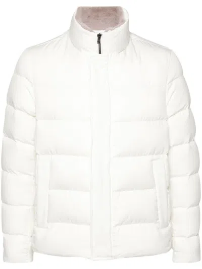Herno Bomber Jacket In Arendelle And Faux Fur In White