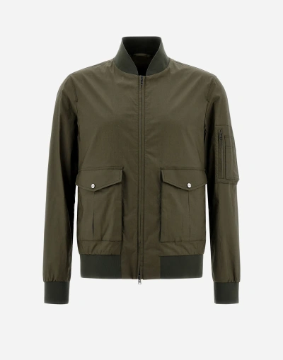 Herno Bomber Jacket In Light Cotton Stretch In Light Military