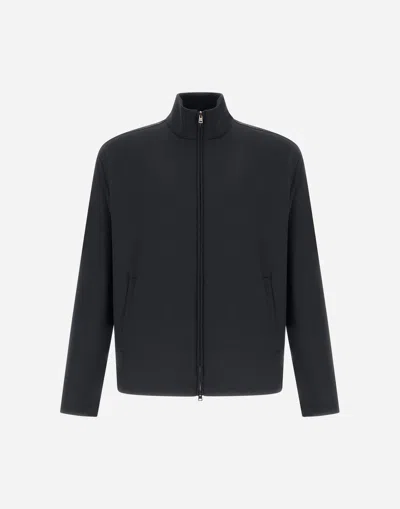 Herno Bomber Jacket In Light Wool In Blue