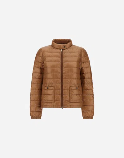 Herno Bomber Jacket In Nylon Ultralight In Camel