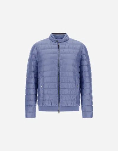 Herno Bomber Jacket In Nylon Ultralight In Light Blue
