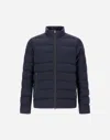 Herno Bomber Jacket In Polished Smooth Wool In Blue