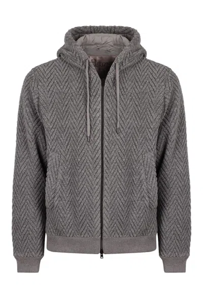 Herno Bomber Jacket In Technical Fabric In Grey