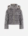 Herno Bomber Jacket In Velvet Paillettes And Nylon Ultralight In Light Grey