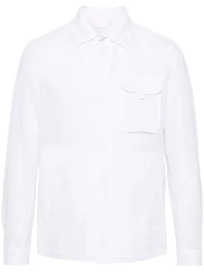 Herno Ripstop Semi-sheer Shirt Jacket In White