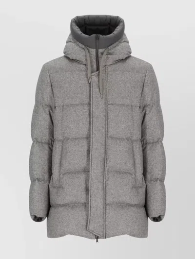 HERNO BOMBER JACKET WITH HOOD AND POCKETS
