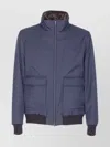 Herno Bomber Jacket With Removable Shearling Detail In Blue
