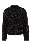 Herno Sequin-embellished Bomber Jacket In Black
