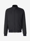 Herno High Collar Bomber Jacket With Side Pockets In Silver Metal Plate With Brand Name