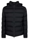 Herno Quilted Hooded Down Jacket With Side Pockets In Blue