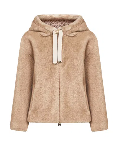 Herno Chantilly Soft Faux Fur Bomber Jacket In Neutral