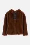 Herno Bomber Jacket In Melange Alternative Mink Fur In Brown