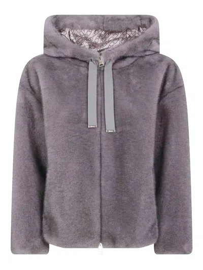 Herno Bomber Soft Faux Fur In Brown