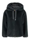 Herno Bomber Style Hooded Jacket With Drawstring Detail In Blue