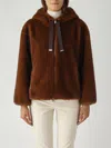Herno Dark Brown Faux Fur Bomber Jacket With Custom Drawstring Hood In Brown