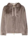 Herno Faux Mink Taupe Bomber In Nude & Neutrals