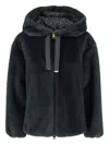 Herno Soft Faux-fur Hooded Jacket In Blue