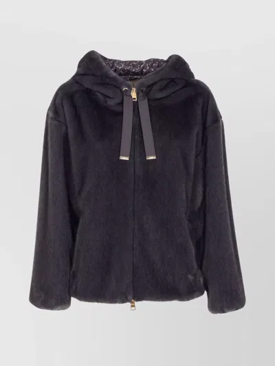 HERNO BOMBER STYLE HOODED JACKET WITH DRAWSTRING DETAIL
