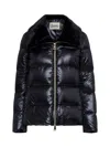 Herno Ultralight Nylon Down Jacket And Lady Alternative Fur In Blue