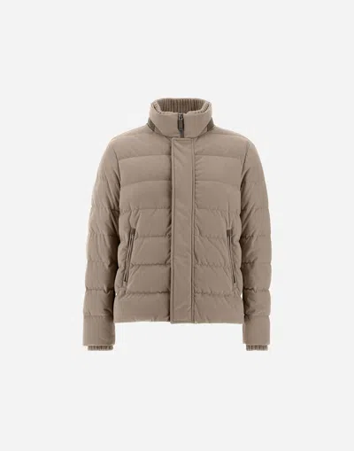 Herno Bomberjacke Aus Suede Effect In Taubengrau