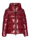 Herno Cropped Red Puffer Jacket With High Structured Collar In Red