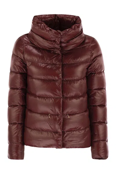 Herno Down Jacket With Ring Collar In Brown