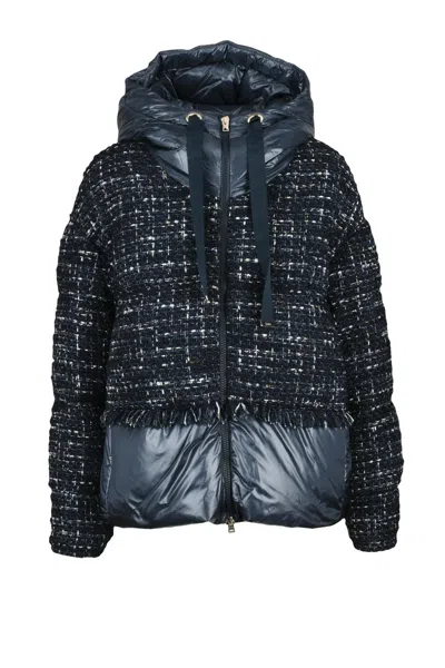 Herno Bouclé Down Jacket - Blue In Black