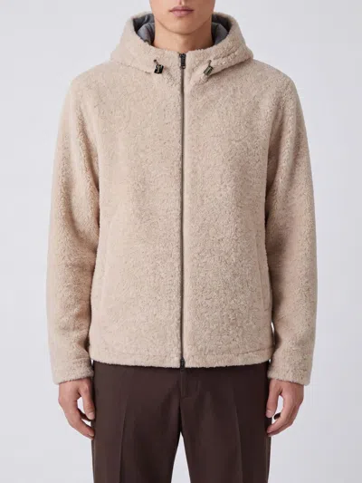 HERNO HERNO BOUCLÉ FABRIC HOODED SPORTS JACKET WITH ZIP CLOSURE,I72310022