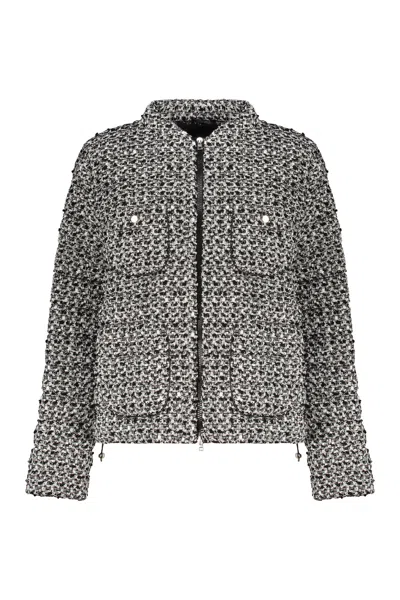 Herno Bouclé Knit Down Jacket In Gray